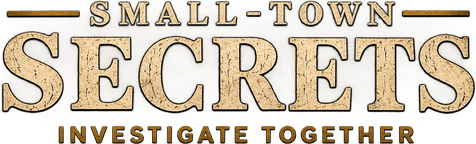 The Small-Town Secrets wordmark, in cracked gold lettering.