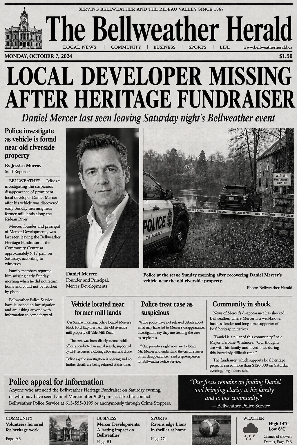 The Bellweather Herald front page